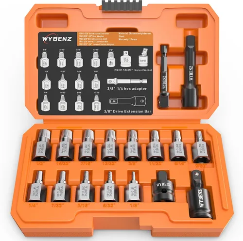 Vista 11 de Juego de extractor de tuercas de llanta abatible 2 en 1, 9 herramientas de extracción de tuercas de llanta, kit de extracción de bloqueo de rueda