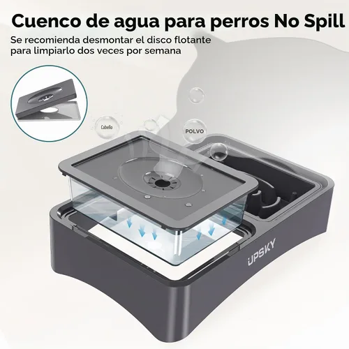 Vista 5 de UPSKY Cuencos para Perros Elevados 2-en-1 con Alimentador Lento, Soporte de Cuenco Elevado Ajustable en 4 Alturas, Cuencos para Perros sin Derrame