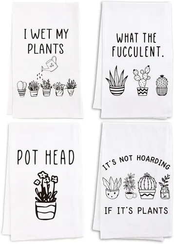 Vista 8 de Vastsea Regalos para amantes de plantas para mujeres - Toallas de cocina divertidas para plantas de saco de harina, set de 4, regalos de jardinería