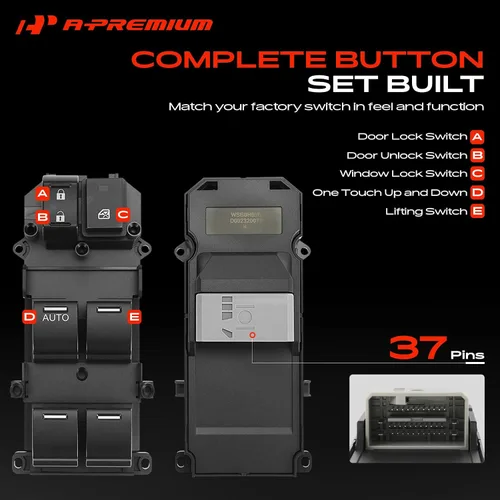 Vista 4 de A-Premium Interruptor de elevalunas eléctrico delantero izquierdo del lado