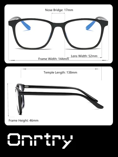 Vista 19 de Onrtry Gafas sin receta para hombres y mujeres, lentes transparentes cuadradas