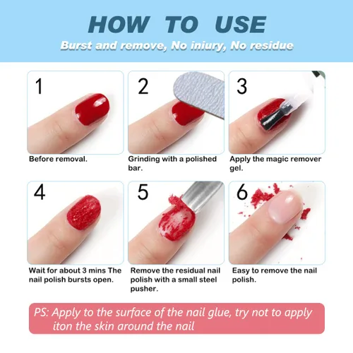 Vista 3 de SOLOTREE Gel removedor de esmalte de uñas, removedor de esmalte de uñas, kit de removedor de esmalte de uñas de gel, gel removedor de esmalte