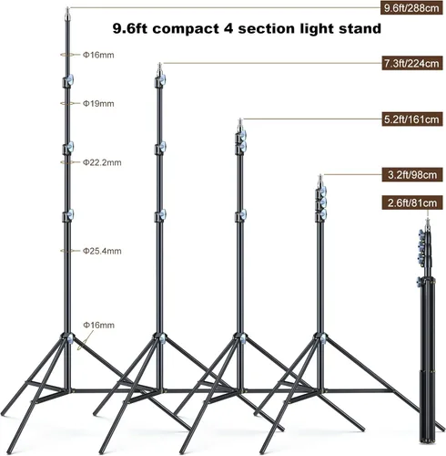 Vista 2 de LINCO Lincostore Zenith - Juego de 2 soportes de luz para estudio fotográfico de 9,6 pies (113.4 in) para HTC Vive VR, video, retrato y fotografía