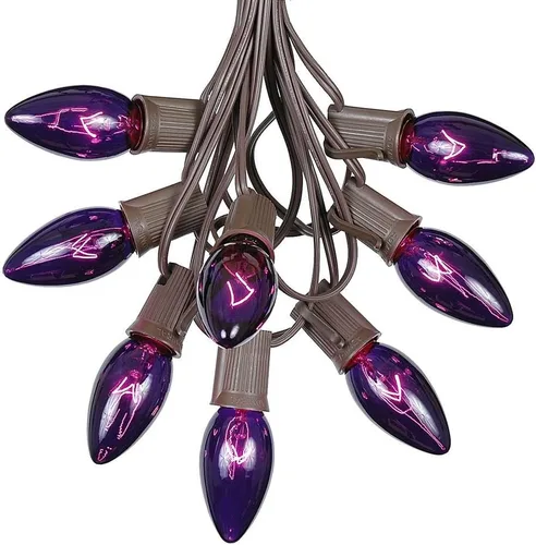 Vista 8 de Novelty Lights C9 Juego de luces de Navidad verdes - Cadena de luces de Navidad para exteriores - Luces de Navidad colgantes - Cadena de luces