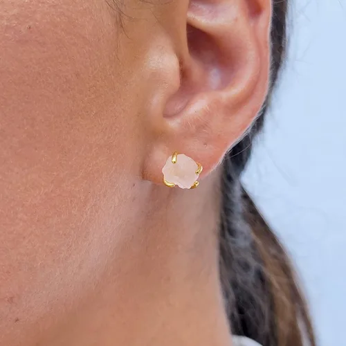 Vista 26 de Aretes de piedra preciosa natural en bruto con oro amarillo sobre plata de ley 925, 6 a 0.276 in, regalo de piedra de nacimiento de calidad genuina