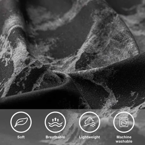 Vista 5 de Funda de edredón negra de mármol tamaño queen, juego de funda de colcha de 3 piezas con patrón moderno, 1 funda de edredón de microfibra