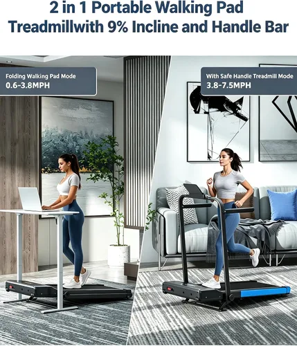 Vista 4 de MJWW 6% Incline Walking Pad, Smart Under Desk Treadmill with AI for Home Negro oscuro
