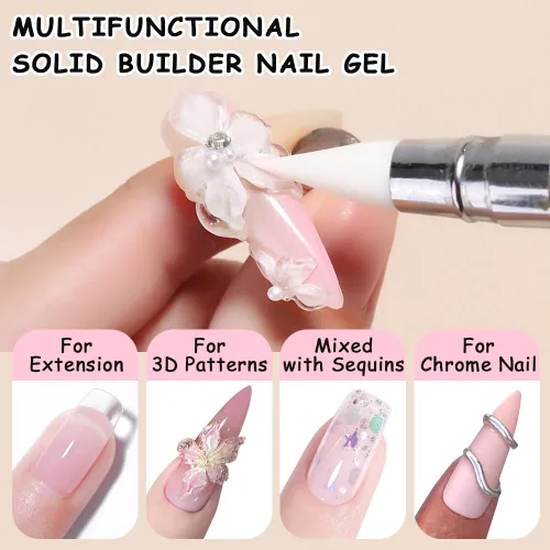 Vista 3 de SUTOKAKA Gel constructor sólido para uñas, 1.06 oz transparente, no pegajoso, escultura 3D, modelado, tallado, gel duro, pegamento de extensión
