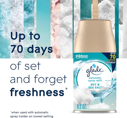 Vista 5 de Glade Recambio de spray automático, ambientador de aire para el hogar y el baño, Sky & Sea Salt, 6.2 oz