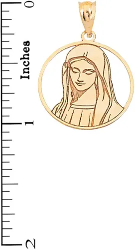 Vista 2 de Colgante milagroso de oro amarillo certificado de 14 quilates con nombre personalizado de la Virgen María