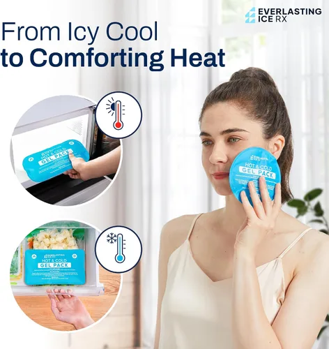 Vista 3 de Paquetes de hielo reutilizables de gel caliente y frío para lesiones, paquete de 7 paquetes de hielo de gel variados, solución de terapia fría