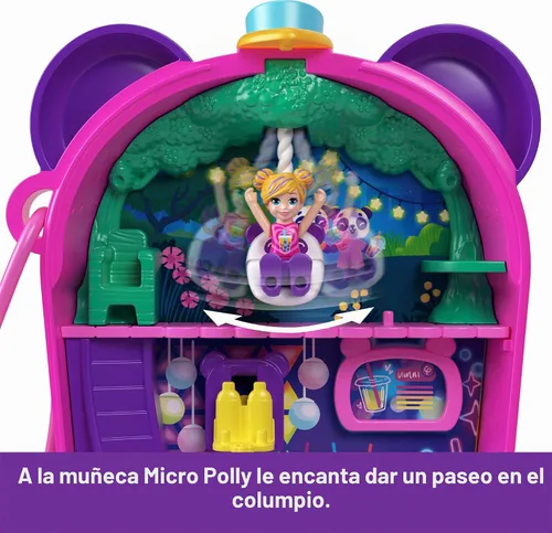 Vista 4 de Conjunto de juego de Polly Pocket con 2 muñecas micro y accesorios de comida, juguete compacto de animal Panda de té de burbujas