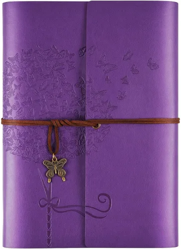 Vista 14 de OMEYA Cuaderno de cuero para diario, planificador de diario de escritura recargable, regalos para mujeres, hombres, niñas, hermanas, amigos