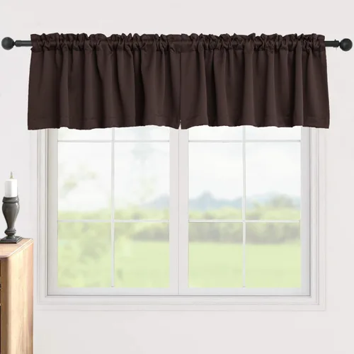 Vista 8 de Pickluc Cortinas opacas con cenefa de 18 pulgadas de largo, cortinas cortas con bolsillo para barra para ventana de cocina, baño, sala de estar