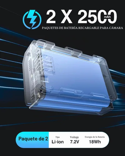 Vista 2 de Paquete de 2 baterías NP-FZ100 de 2500 mAh y cargador de doble ranura de 20
