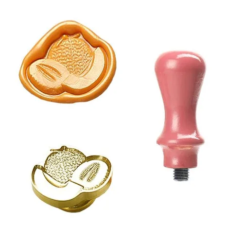 Vista 5 de Kit de sellado de cera con diseño de fresa en relieve, cabeza de sello de cera, mango de madera para tarjetas, sobres, decoración