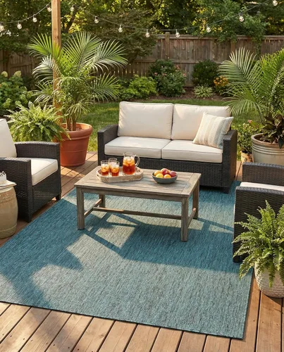 Vista 95 de Rugs.com Outdoor Solid Collection - Alfombra de pelo plano beige de 2 x 3 pulgadas, perfecta para entradas, cocinas, rincones de desayuno, piezas
