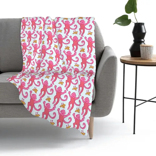 Vista 2 de Manta de preppy, linda y divertida manta de monos decorativos, regalos para niñas y niños, súper cálida y suave, manta de franela de forro polar