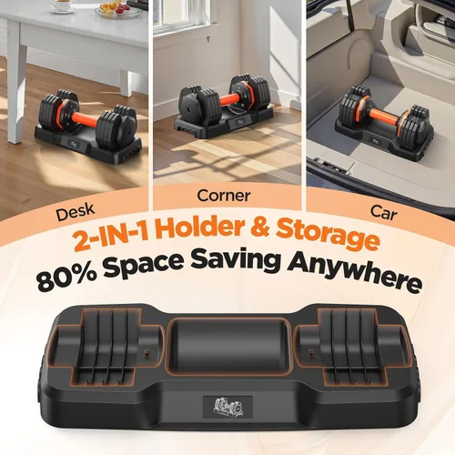 Vista 7 de 2026 FDB2 Updated Adjustable Dumbbell Set of 2, 5-in-1/10-in-1 Weights Dumbbell Set with Storage Box, 25lbs/55lbs Adjustable Weights with Anti-slip