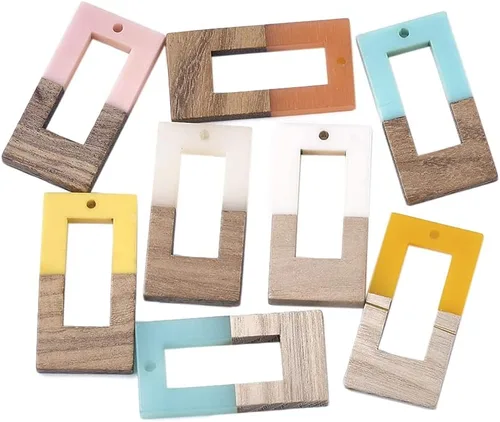 Vista 30 de Mega Pet Colgante de resina y madera de nogal para hacer joyas de bricolaje