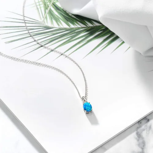 Vista 91 de Gem Stone King Collar de plata de ley 925 con piedra natal ovalada de 0.354 x 0.276 in Collar con colgante solitario para mujer Con cadena