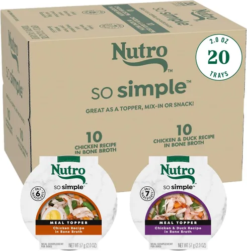 Vista 15 de Nutro So Simple Complemento de comida húmeda para perros, receta de pollo en caldo de huesos, bandejas de 2 onzas (10 unidades, paquete de 1)