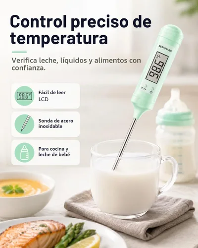 Vista 6 de BESTOYARD Medidor de temperatura para uso alimentario – Medición precisa de temperatura para leche de bebé, fórmula de leche para bebés, cocina