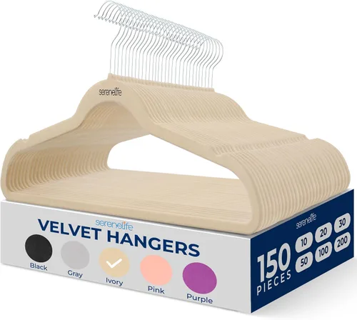Vista 9 de SereneLife Paquete de 10 Perchas para Ropa de Terciopelo – Perchas Antideslizantes para Ropa con Diseño de Servicio Pesado, Perchas Delgadas que