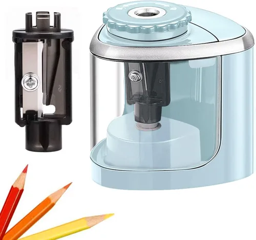 Vista 9 de Aogwat Sacapuntas eléctrico para niños, afilador de hoja para afilar rápidamente, adecuado para No.2/escuela/aula/oficina/hogar (negro)