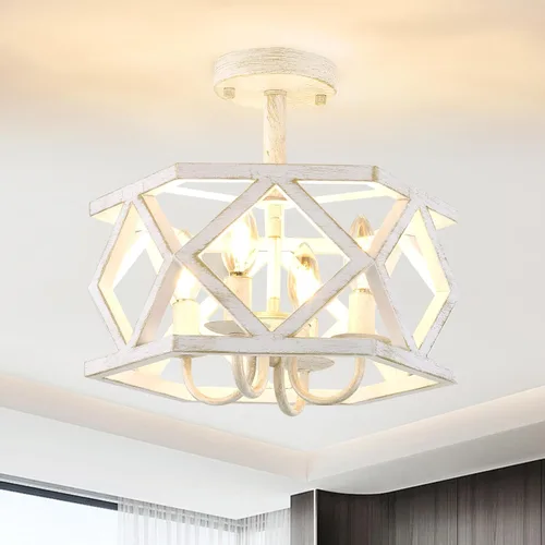 Vista 11 de Lámpara de Techo Semiempotrada Negra, Accesorio de Iluminación Moderno para Vestíbulo, Lámpara de Techo de Metal de 4 Luces, Pequeña Lámpara
