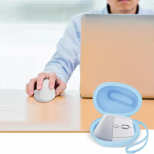 Vista 7 de ANKHOH Funda para ratón ergonómico vertical Logitech Lift, caja de almacenamiento para Logi Wireless Bluetooth inalámbrico vertical mouse - solo Azul