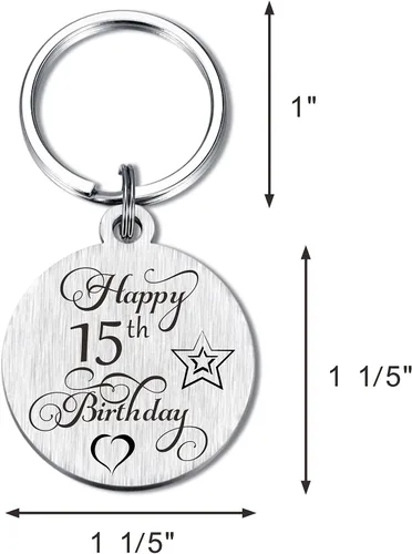 Vista 3 de Laluminter Llavero de regalo de feliz cumpleaños, regalos para niñas, mujeres, niños, hombres, grabado de doble cara