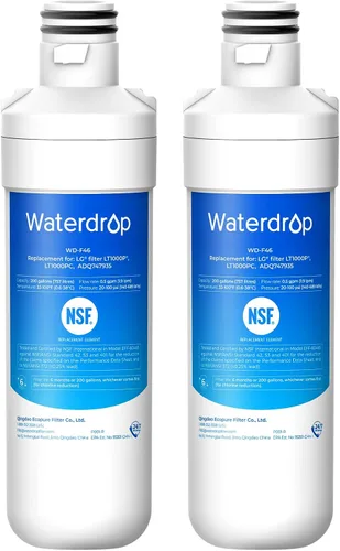 Vista 13 de Waterdrop LT1000PC ADQ747935 MDJ64844601 Filtro de agua para refrigerador, reemplazo para LG® LT1000P®, ADQ74793501, ADQ74793502, 46-9980, 9980