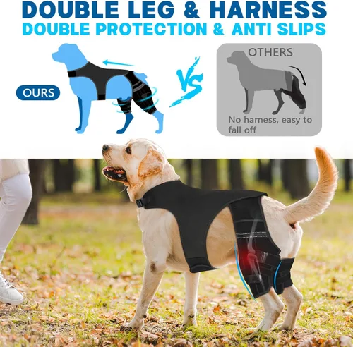 Vista 3 de Rodillera de perro para pierna trasera Acl, soporte de pierna de perro para pierna trasera, soporte de cadera ajustable para reducir el dolor