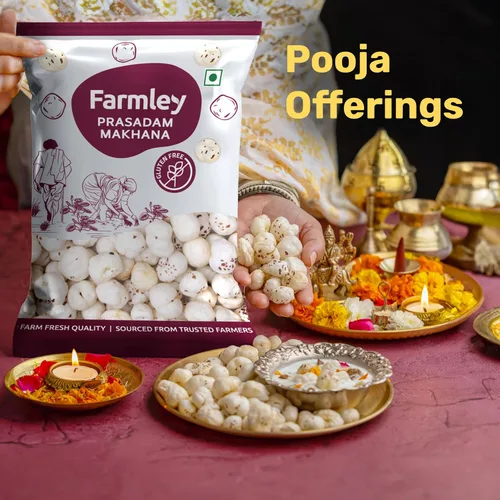 Vista 8 de Farmley Phool Makhana crudo sin gluten Foxnuts crudos, semillas de loto reventadas, 100% natural y crujiente, aperitivo nutritivo alto