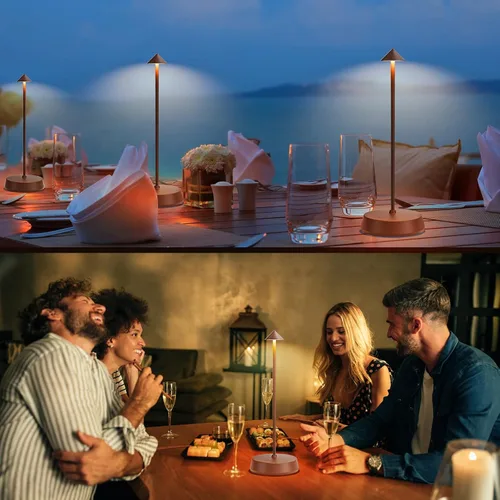 Vista 6 de Lámpara de mesa inalámbrica recargable, funciona con pilas, lámpara de escritorio de 6000 mAh, lámpara táctil regulable al aire libre, impermeable