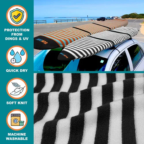 Vista 3 de SUN CUBE Funda para calcetín para tabla de surf, bolsa protectora para tabla de surf, ligera, elástica, para longboard, híbrido, tabla corta
