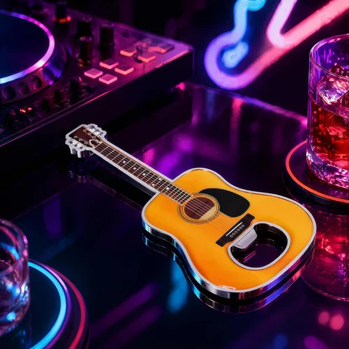 Vista 3 de 1 pieza/set abrebotellas de cerveza con forma de guitarra, regalo para amantes de la música y la guitarra, utensilios de cocina para bebedores