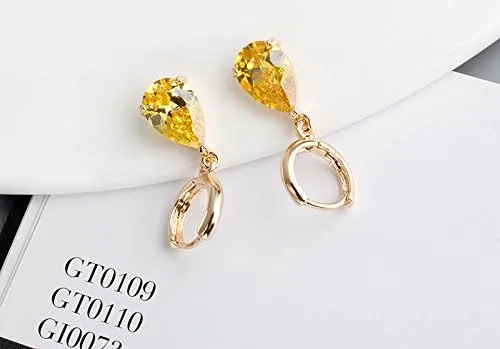 Vista 3 de Crystal line Azuria Dange Women Teardrop Earrings with Box 18K Gold Plated Zirconia Crystals Teardrops Jewelry for Women