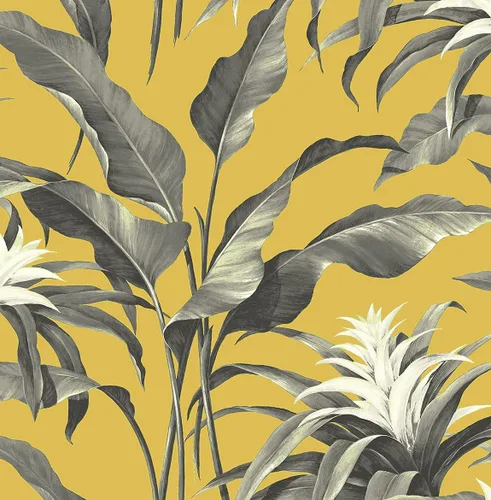 Vista 8 de NextWall Stacy Garcia Home Palma Tropical - Papel tapiz autoadhesivo (plateado metálico y coral)
