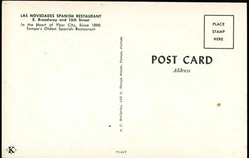 Vista 2 de Las Novedades Spanish Restaurant Tampa, Florida FL Original Vintage Postcard
