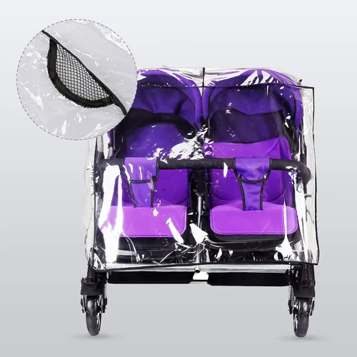 Vista 4 de Twins - Cochecito impermeable universal para cochecito de bebé, protección contra el clima lluvioso, lado a lado, doble carro, protección contra