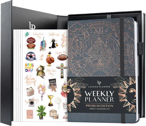 Vista 8 de Legend Planificador Semanal Premium – Planificador Semanal, Mensual y de Presupuesto Sin Fecha – Organizador de Vida para Gestión del Tiempo y Negro