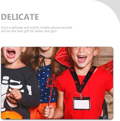 Vista 2 de UKCOCO Correa de teléfono con texto en inglés "Blood Phone Cordon", llavero para llaves, pulsera para mujer, correa de teléfono sangrienta, cordón