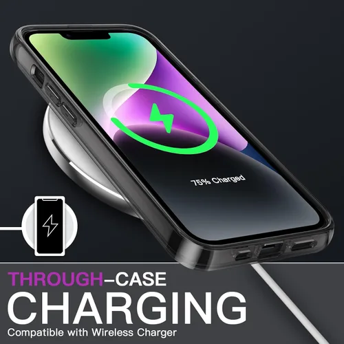 Vista 4 de JETech - Funda para iPhone 14 de 15,5 cm, cubierta a prueba de golpes que no se pone amarilla, parte trasera transparente antiarañazos (negro)