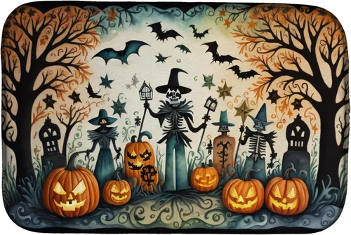 Vista 79 de Caroline's Treasures DAC2223DDM Tapete de secado de platos de Halloween espeluznante de gato negro, tapete absorbente para secado de platos