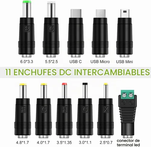 Vista 2 de Cargador de fuente de alimentación de adaptador de CA de 5V 2A [Fuente de alimentación conmutada regulada de 5 voltios 2 amperios] con 11 enchufes
