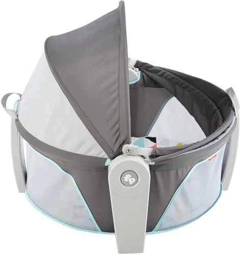 Vista 14 de Fisher-Price Moisés Portátil On-The-Go Baby Dome, Espacio de Juego de Viaje con Juguetes de Desarrollo para Recién Nacidos y Toldo, Windmill