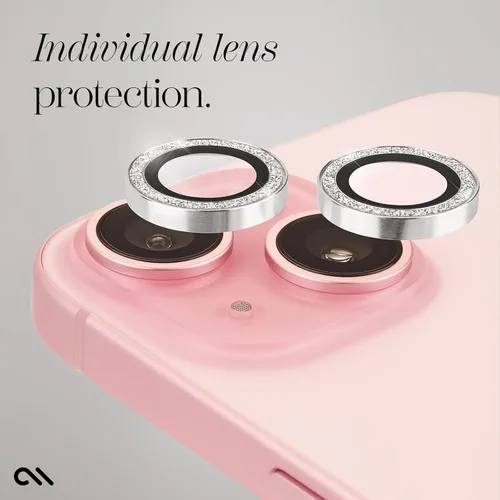 Vista 4 de Case-Mate Protector de lente de cámara con anillos parpadeantes para iPhone 15 / iPhone 15 Plus - Doble vidrio templado - Duradero, antiarañazos