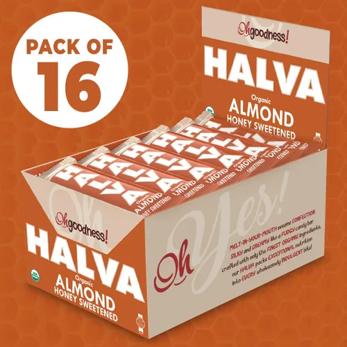 Vista 4 de Oh, Goodness! Barras orgánicas Halva - Sabor a almendra - Paquete de 16 barras de 1.41 oz